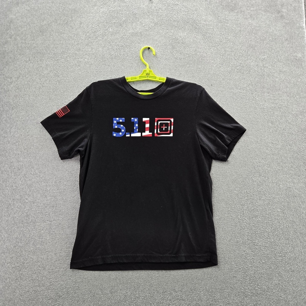 5.11 Men Shirt‎ M Black Logo Flag Short Sleeve